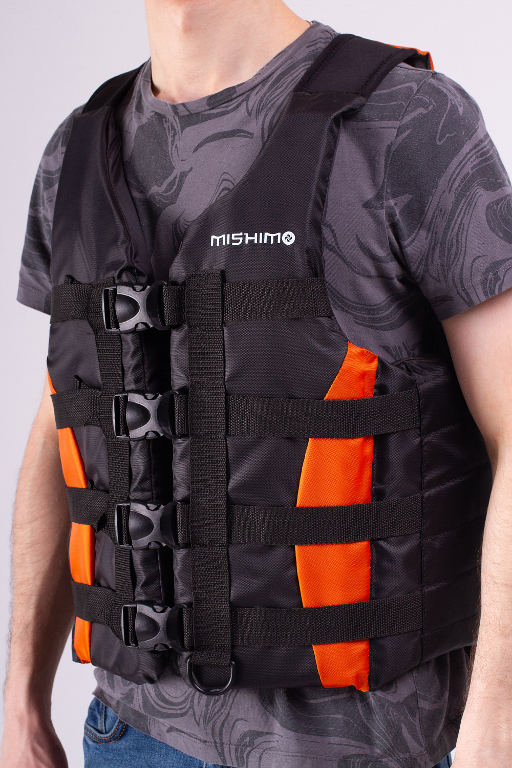 Жилет спасательный MISHIMO PRO Премиум качества Черно-оранжевый в Рубцовске